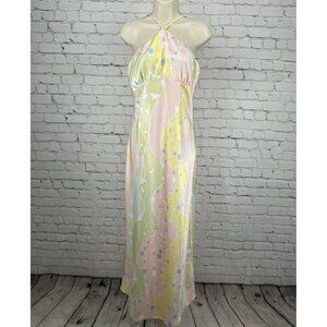NWT Something New Pastel Stars Claudia Halter Ankle Maxi Dress Size Medium M